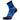 A pair of blue athletic socks with 'BOSTON' written on the side, featuring a geometric pattern and a seamless toe design.