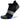 A Balega UltraGlide no-show running sock in black and gray colors with a seamless design and a tab at the heel.