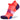 A  Balega UltraGlide no-show running socks in pink and purple with a seamless design and a tab at the heel.
