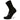 A black sock with white writing on a white background.