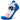 Side (outer) view of white and blue New York no show socks, by Balega