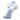 White ankle sock with blue and yellow stripes and a red logo on a white background