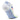 White ankle sock with blue and yellow stripes and a red logo on a white background