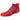 A kids' no-show socks in red and orange colors, featuring a tab design that sits below the shoe line.