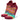 A pair of red, teal and yellow Balega socks with text 'MOVE WITH PURPOSE' displayed on the side, featuring a seamless toe and arch support.