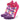 Side (outer) view of pink, and purple, Grit & Grace, pair of no show socks, by Balega 
